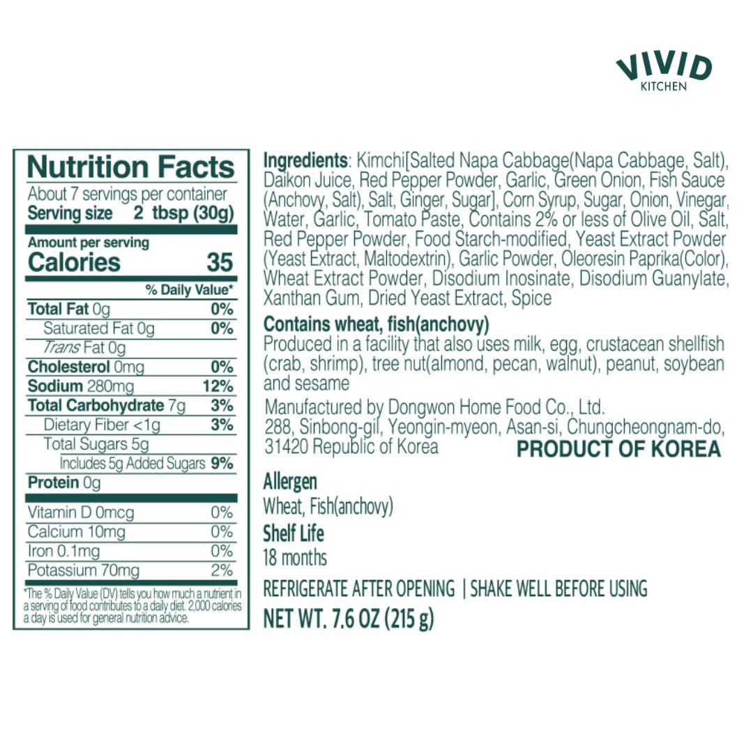 VIVID KITCHEN Kimchi Salsa - Korean Mexican Fusion Condiment - Mild & Hot Flavors - 7.6 oz Bottle - No MSG, No Artificial Preservatives - Plant-Based