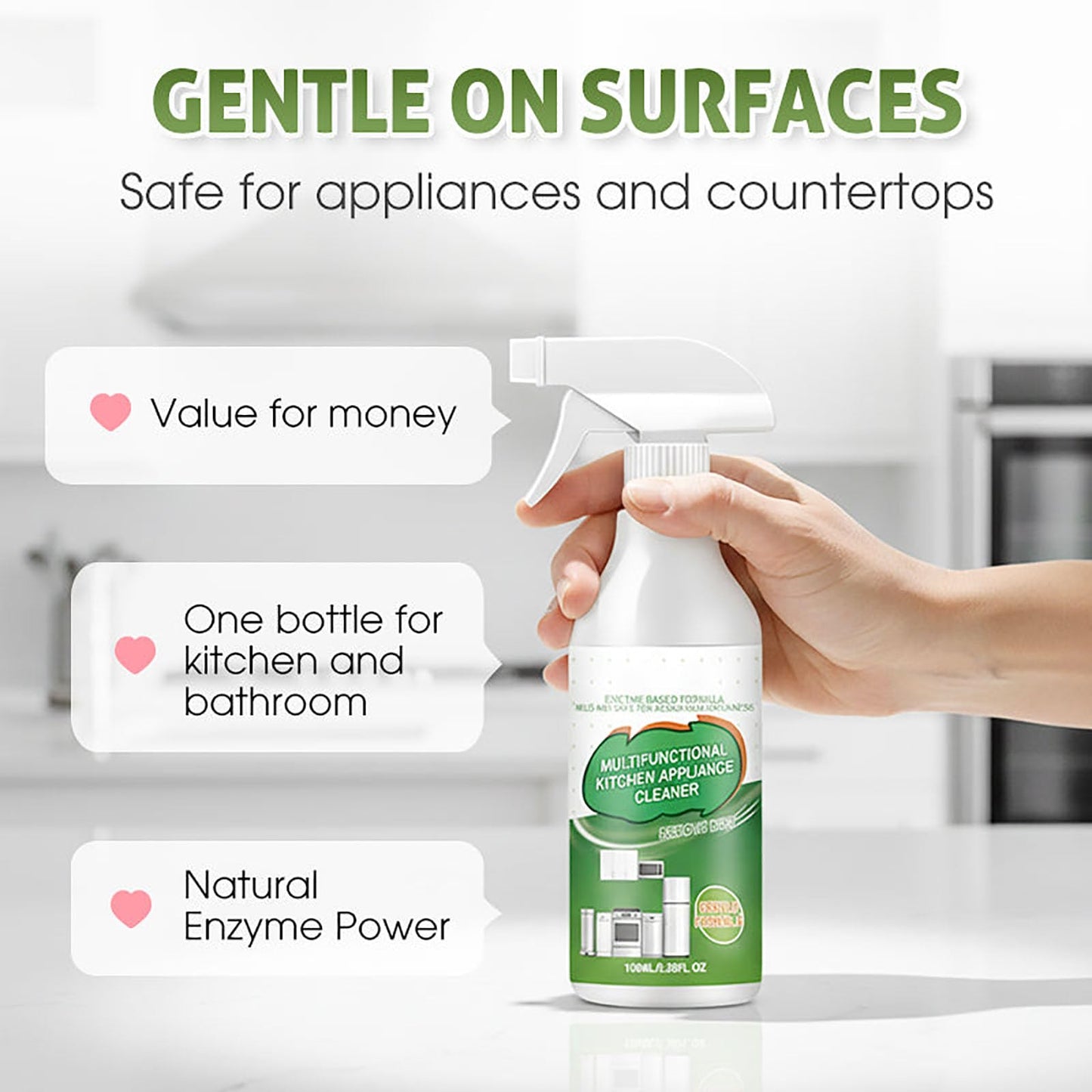Lunkun Multi-Purpose Enzyme Foam Cleaner, Kitchen Appliance Cleaner Spray, Heavy Duty Degreaser Stain Remove, Versatile, Powerful & Perfect