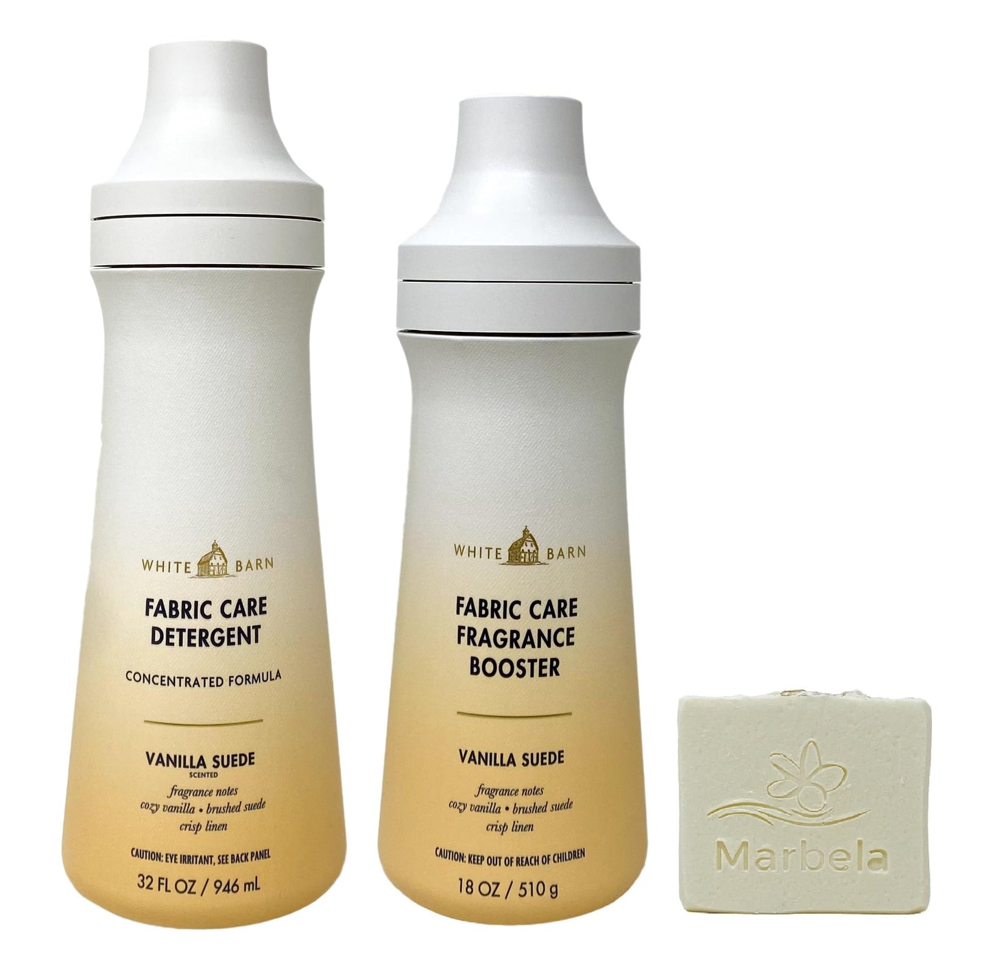Bath & Body Works Vanilla Suede Fabric Care Detergent and Fragrance Booster Duo Set with a Natural Oats Bar Soap