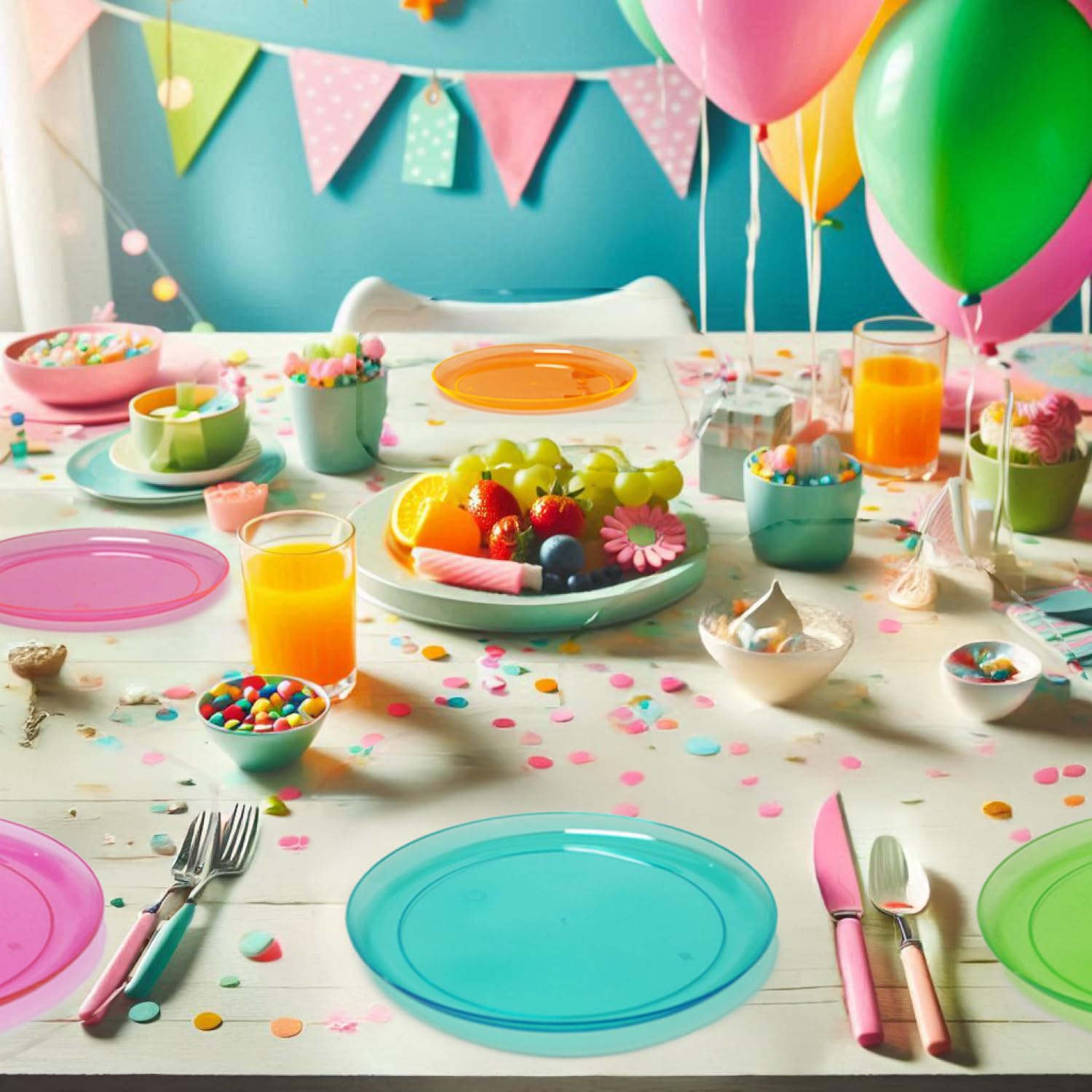 Party Essentials Hard Plastic 9-Inch Round Party/Luncheon Plates, Assorted Neon, 20-Count
