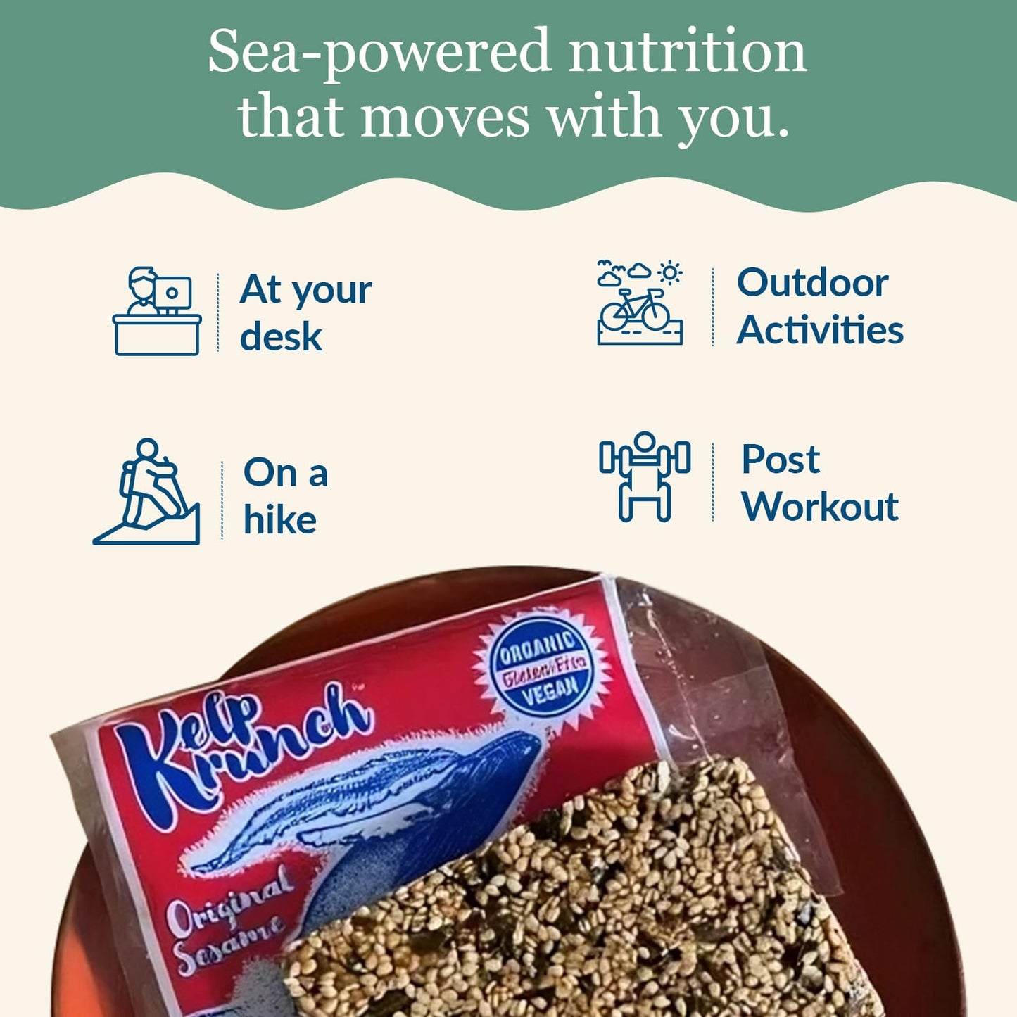 Organic Kelp Krunch™ Original Sesame - Seaweed Nutrition Bar Made with Sesame Seeds and Sugar Kelp
