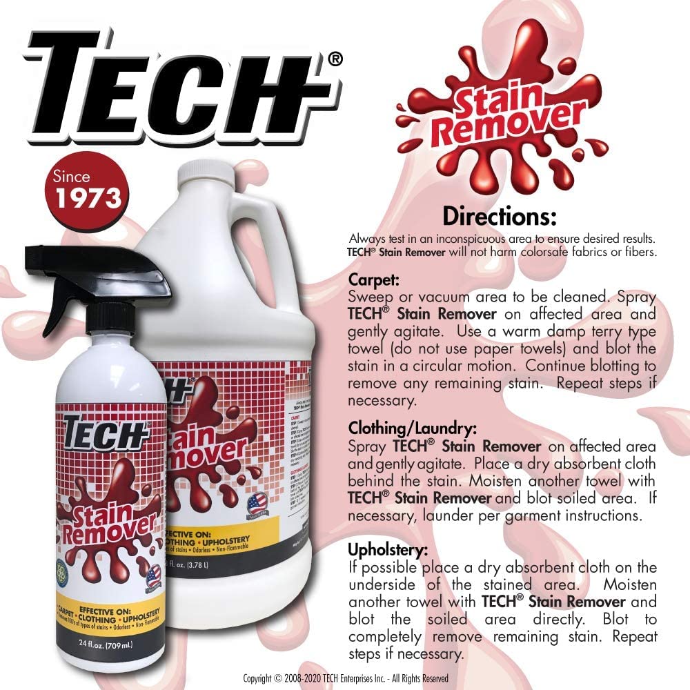 TECH Multi-Purpose Stain Remover | For Carpet, Clothes, Baby, Furniture, Pet, Laundry, Rug Stains | Red Wine, Blood, Coffee, Armpit Stain Remover