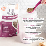 Tiny Sprouts Organic Milled Chia Seeds + Full Serving Probiotic with Vitamin D3 - Kids Superfood Nutrition Booster I Plant-Based Omega-3, Prebiotic