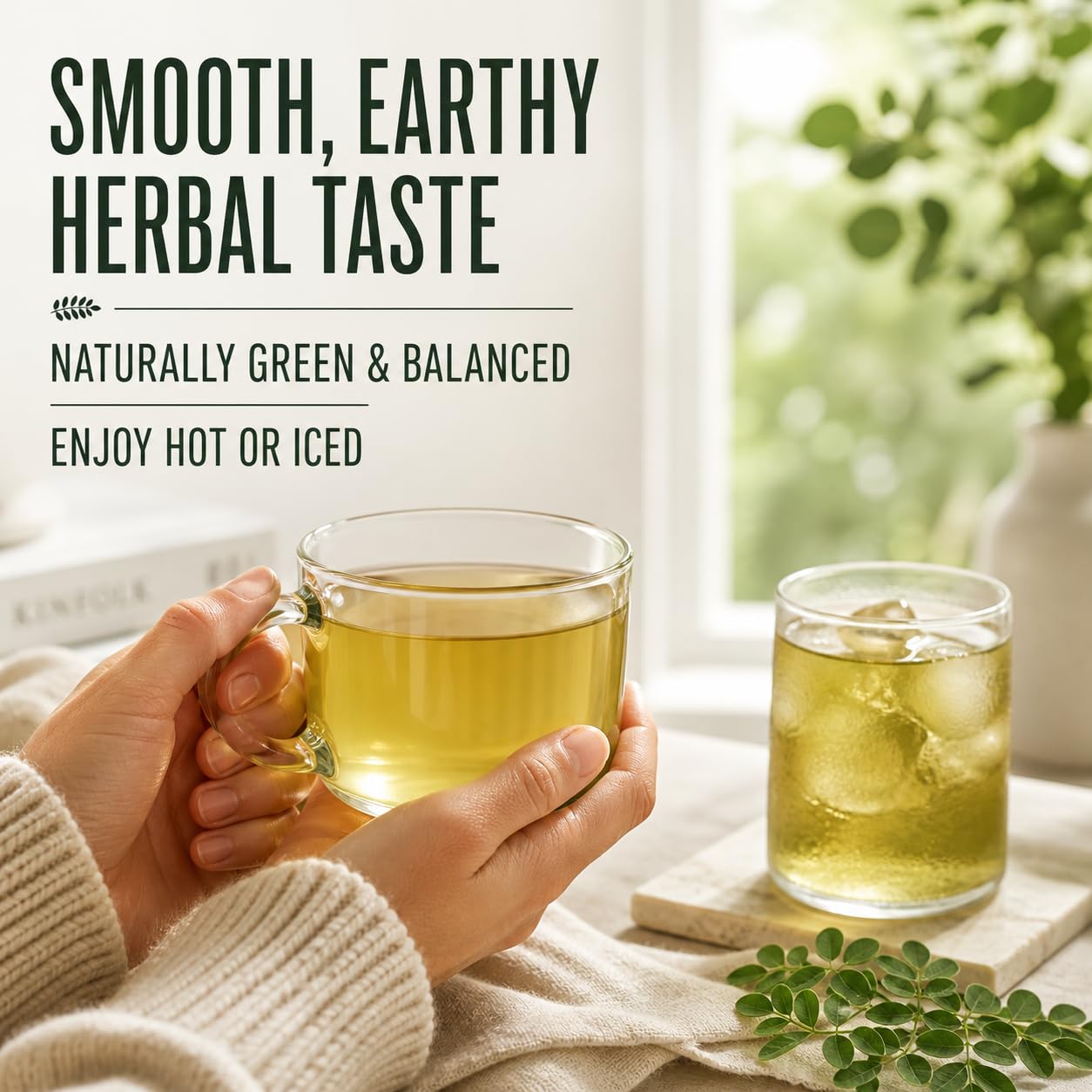 J Mac Botanicals Organic Moringa Tea Bags (50 Count) - Premium Moringa Leaf Herbal Tea, Caffeine-Free, Smooth Taste, Naked Tea Bags (No Strings