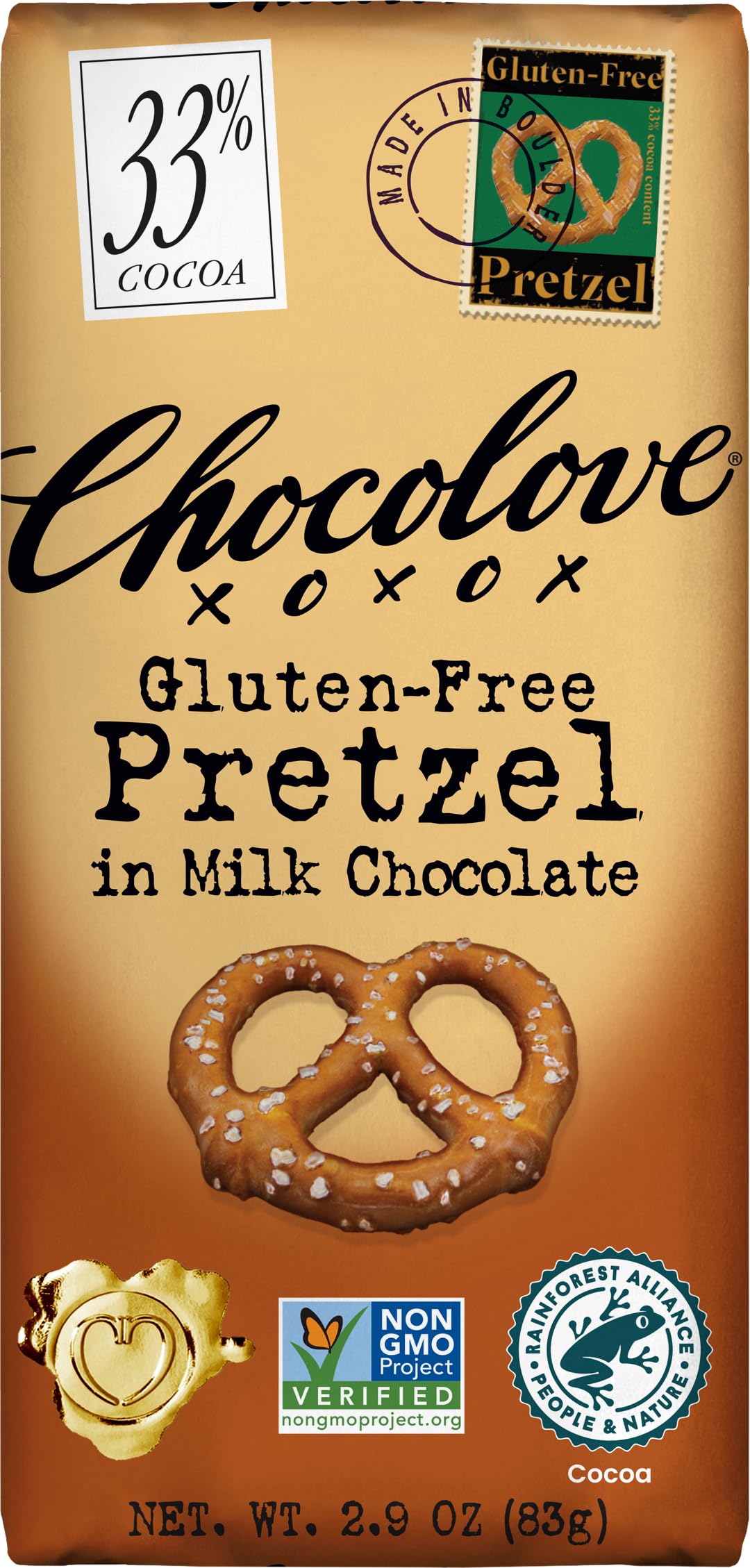 Chocolove Pretzel in Milk Chocolate, - Gluten-Free , 2.9 oz