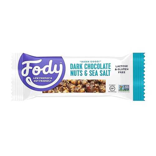 Fody Foods Snack Bars, Dark Chocolate Nuts & Sea Salt, 1.41 Oz (Pack of 6), 5g Protein, Low FODMAP, Gut & IBS Friendly, Vegan, Lactose Free, Non-GMO