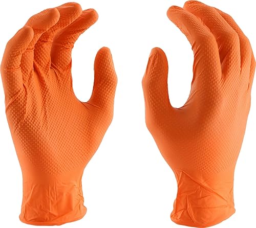 West Chester PosiGrip 2940 7 MIL Industrial Grade Nitrile Gloves - [Pack of 90] Orange, X-Large, Powder-Free Gloves with Diamond Embossed Textured