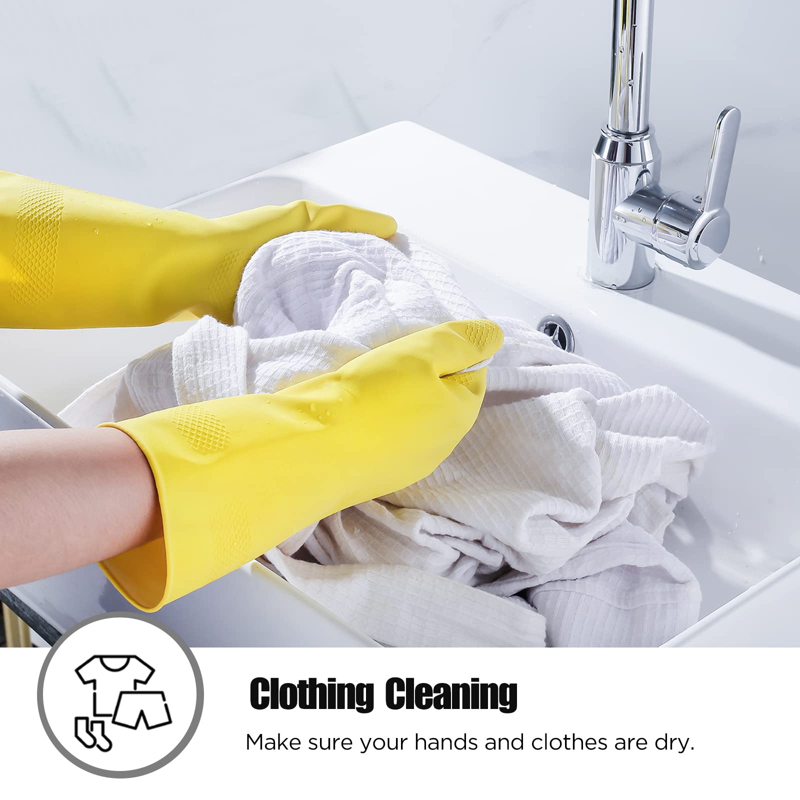 IUCGE Rubber gloves dishwashing 2 Pairs for Kitchen,Cleaning gloves for household Reuseable.(Small,Pink+Yellow)