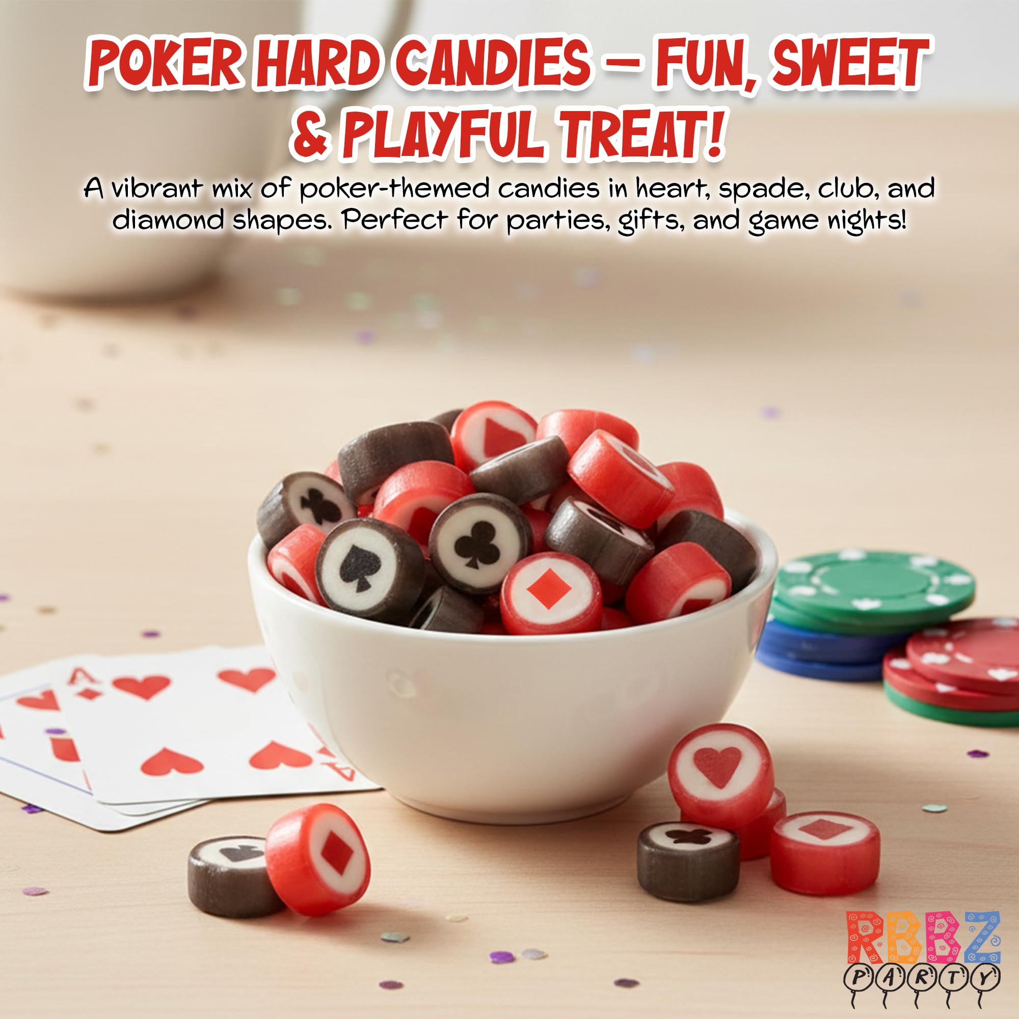 Poker Candy - Hard Candy Bulk 1 lb Bag of Individually Wrapped Small Candies Assortment (approx. 116 pcs) Great for Office Bowls - Casino Theme Party