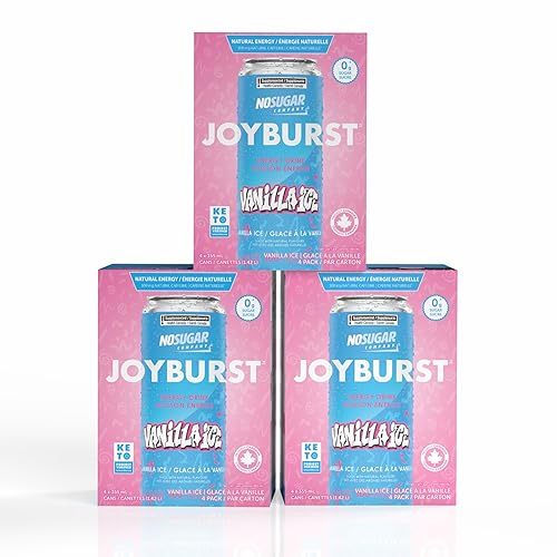 'No Sugar Joyburst Energy Drink - 0 Calorie, 0 Sugar, Low carb drink, Sugar Free Energy Drink with Natural Caffeine, Hint of Sweetness and Refreshing