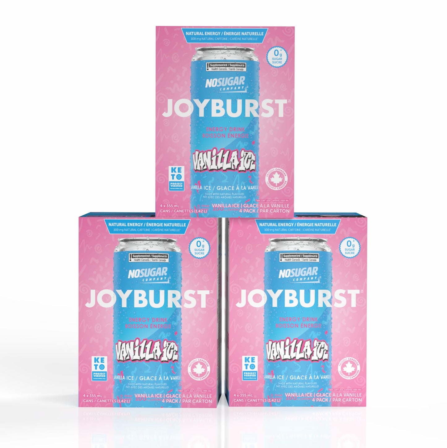 'No Sugar Joyburst Energy Drink - 0 Calorie, 0 Sugar, Low carb drink, Sugar Free Energy Drink with Natural Caffeine, Hint of Sweetness and Refreshing