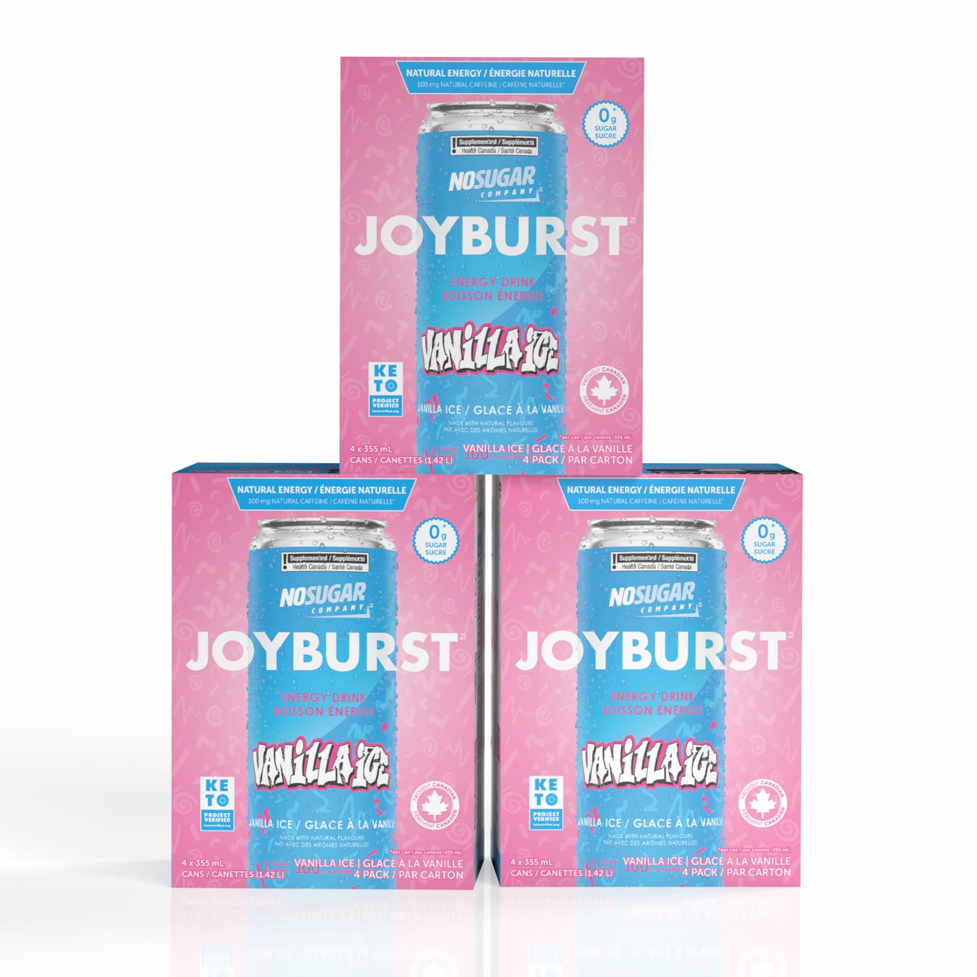 'No Sugar Joyburst Energy Drink - 0 Calorie, 0 Sugar, Low carb drink, Sugar Free Energy Drink with Natural Caffeine, Hint of Sweetness and Refreshing
