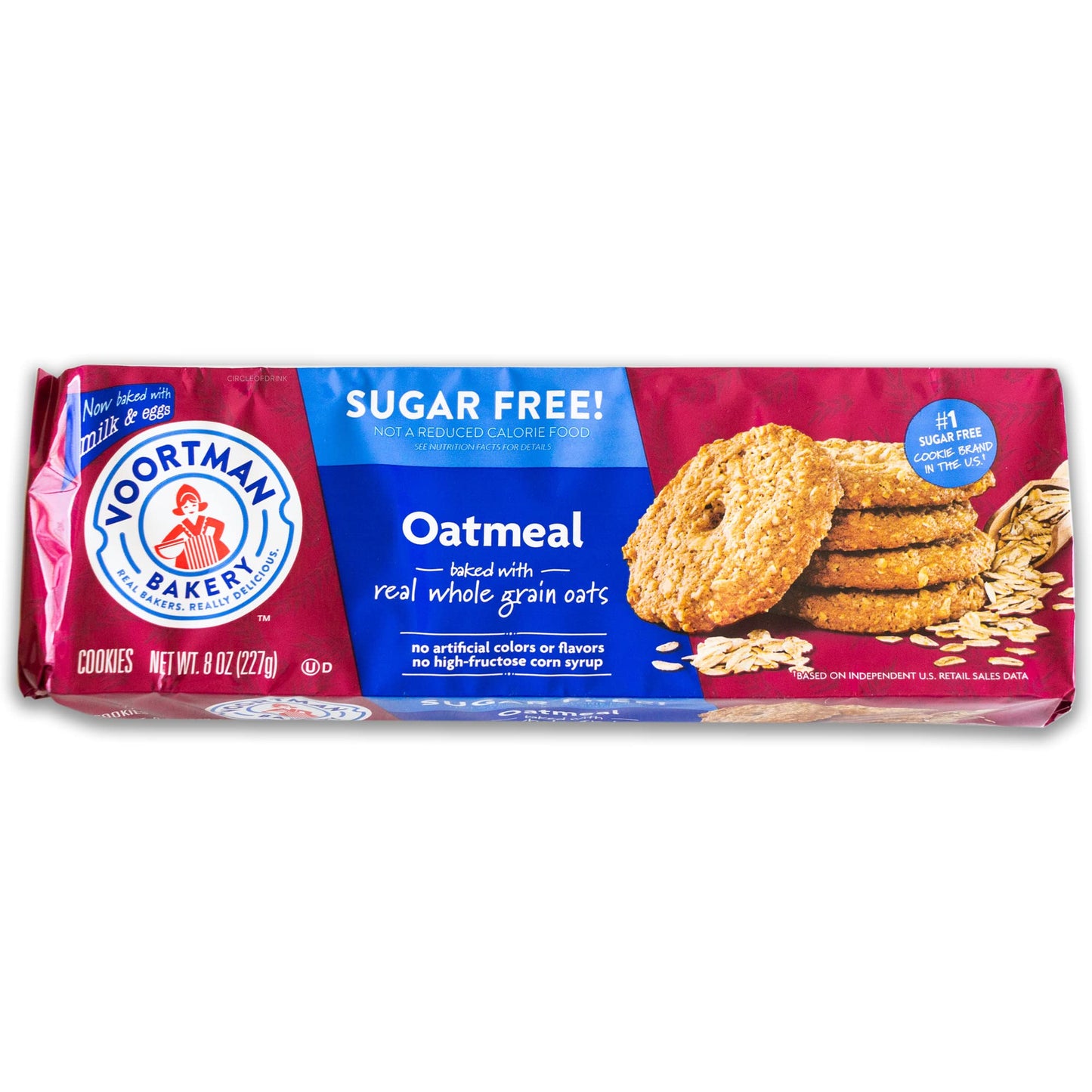 Voortman Sugar Free Cookies - Variety Pack - Oatmeal (1, 8oz packs) - Iced Almonette (1, 8oz) - Pecan Shortbread (1, 8oz) - Made with Real Ingredients