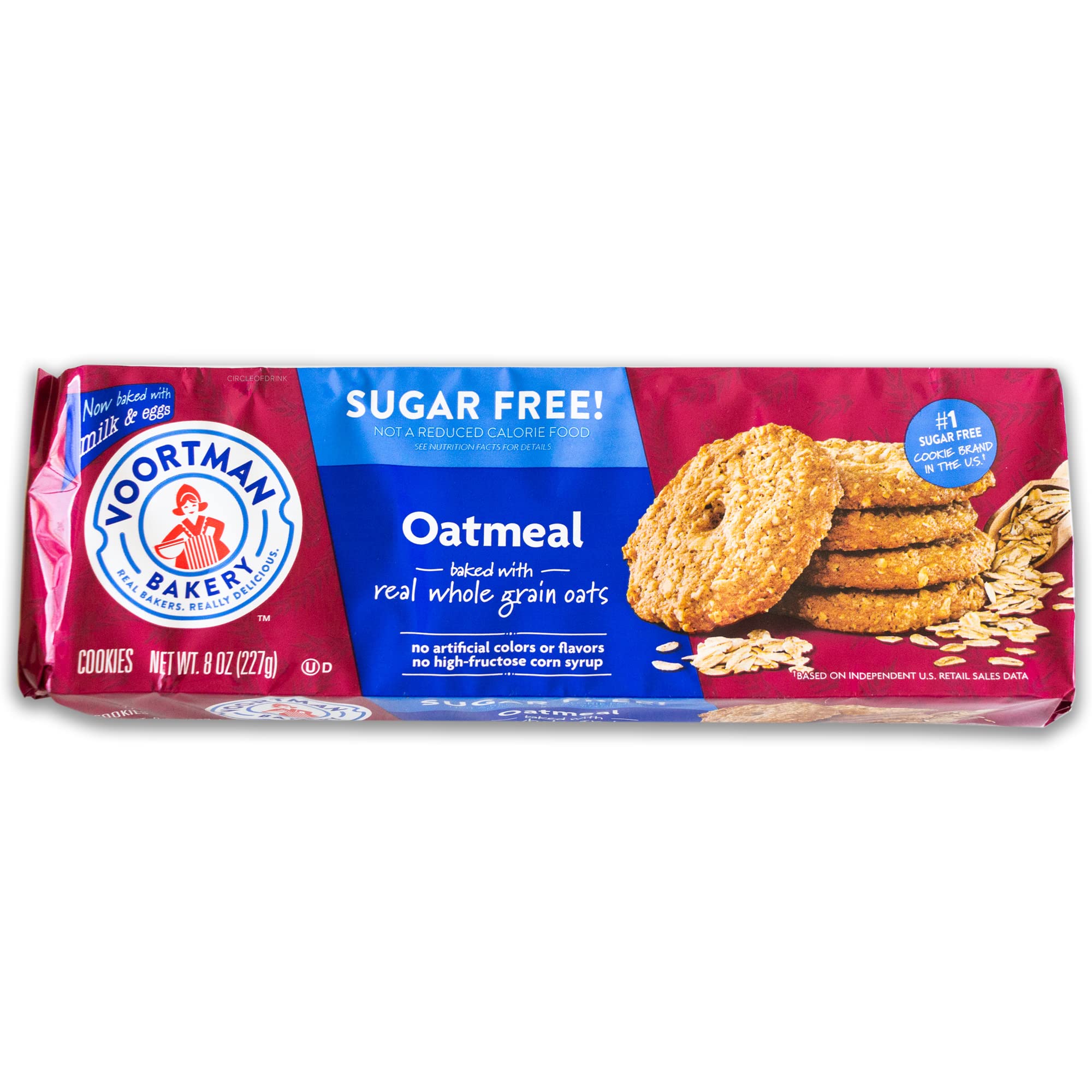 Voortman Sugar Free Cookies - Variety Pack - Oatmeal (1, 8oz packs) - Iced Almonette (1, 8oz) - Pecan Shortbread (1, 8oz) - Made with Real Ingredients