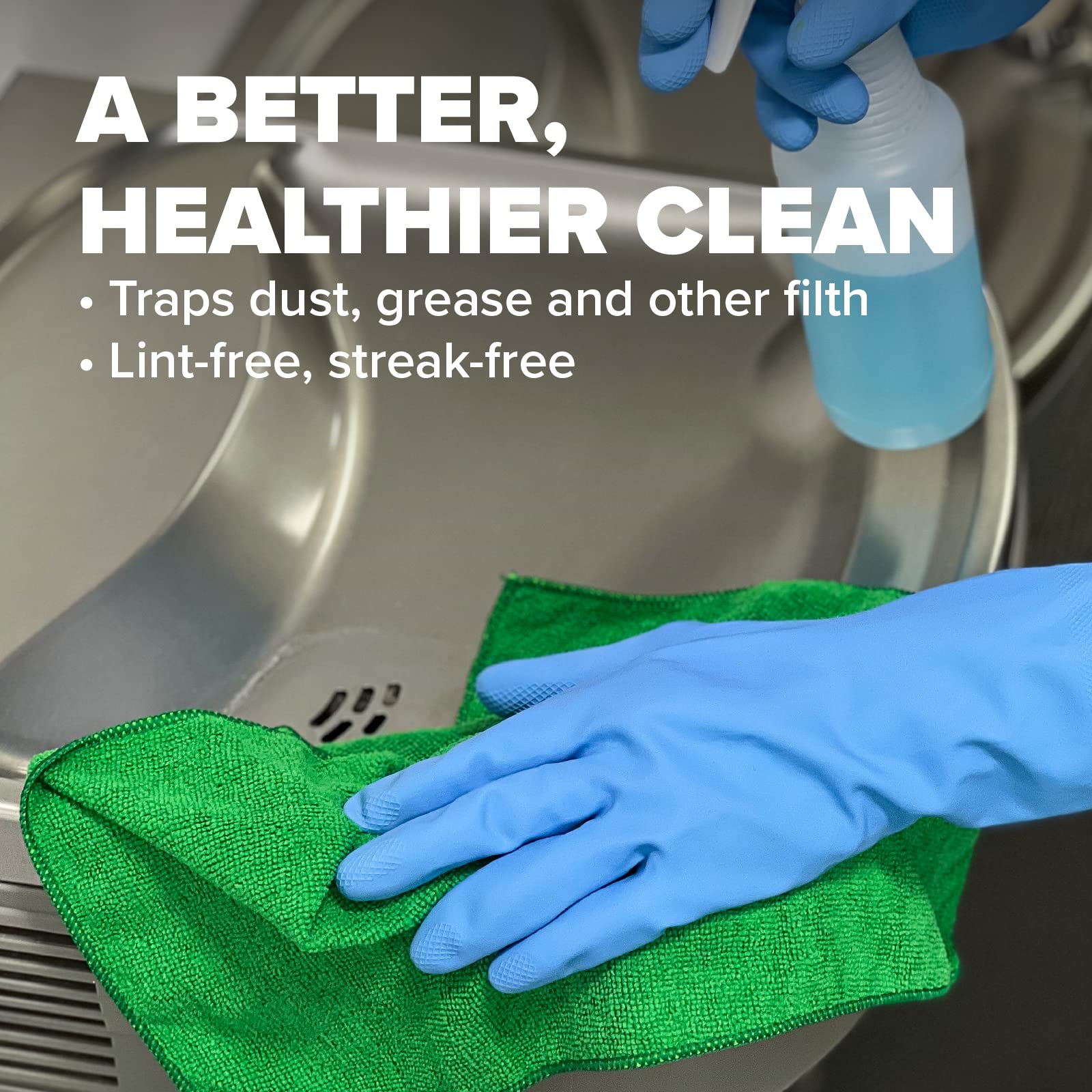 Pinnacle Mercantile Microfiber Cleaning Cloths Extra Large 16x16in Pack of 48 Highly Absorbent Lint Free Streak Free Non-Abrasive Clean Wet or Dry