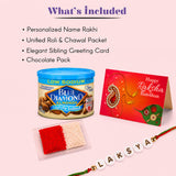 LoveNspire Personalized Name Bead Rakhi for Brother - Custom Bracelet Jewelry Gift with Greeting Card, Roli Chawal & Chocolates, Raksha Bandhan Gift