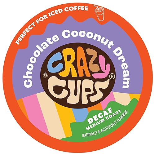 Crazy Cups Flavored Decaf Hot or Iced Coffee, for the Keurig K Cups 2.0 Brewers, Chocolate Coconut Dream, 22 Count