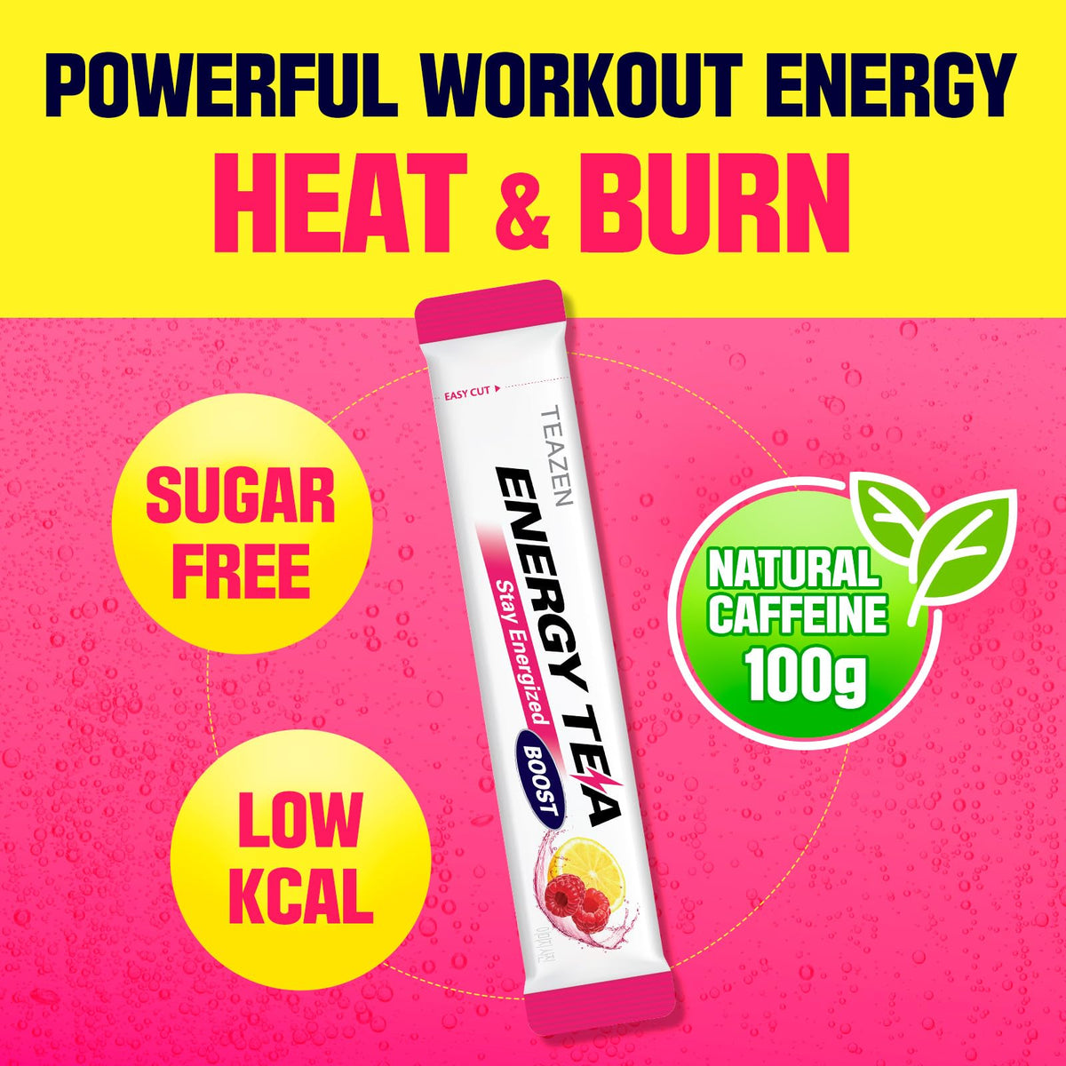 TEAZEN Energy Drink Powder Boost, 100mg Natural Caffeine with Black Tea Extract, B Vitamins, Vitamin C & L-Carnitine, Sugar-Free Energy Mix