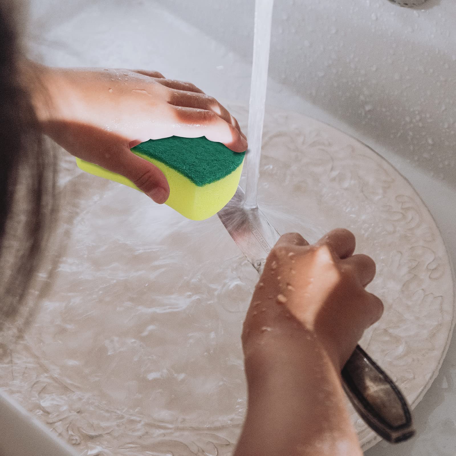 Sponge Individually Wrapped?24 PCS Dishwashing Sponge Scouring Pad Kitchen Dishcloth Suitable for Travel Apartments (Style 2)