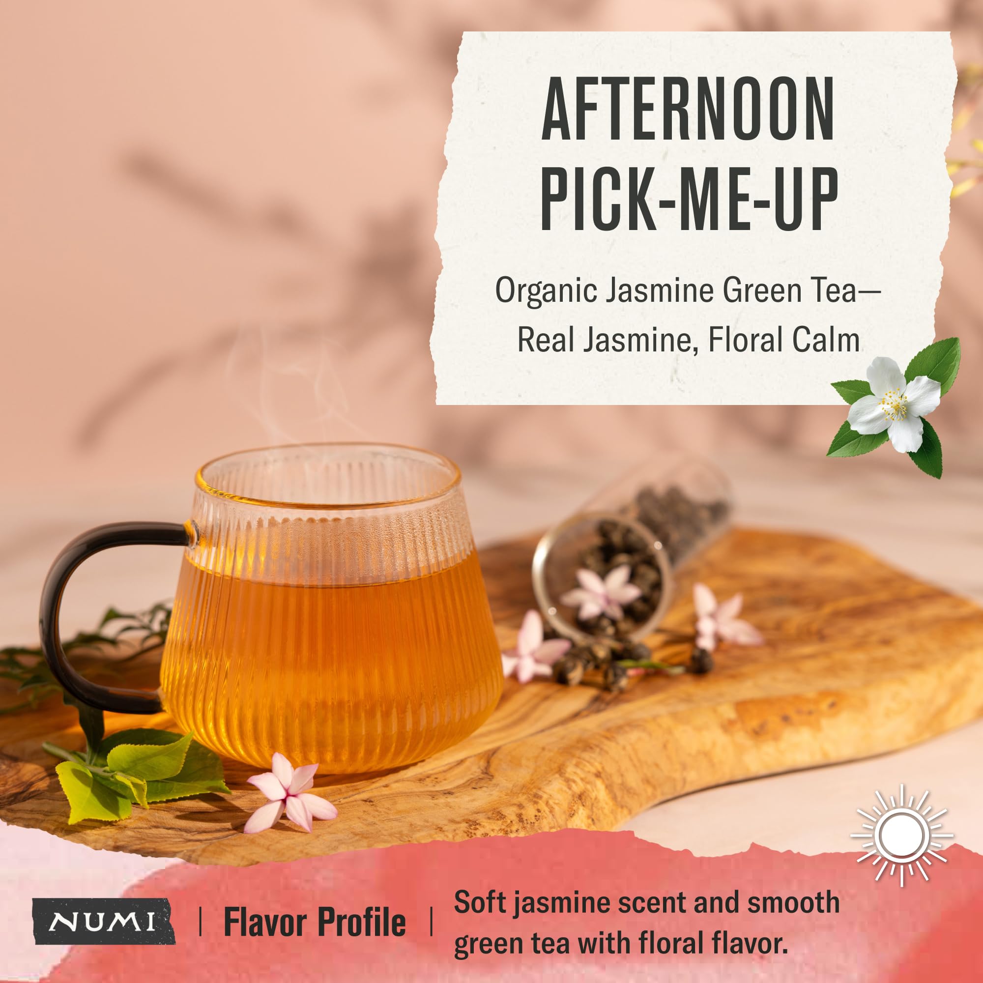 Numi Organic Green Tea with Jasmine, 18 Microplastic-Free Tea Bags