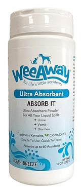 Wee Away Absorb It Quick Clean Absorbent Carpet Deodorizer Powder - Fast Absorbing & Pet Odor Eliminator for Home - Easy Sweep Cleanup for Urine & Pet