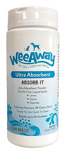 Wee Away Absorb It Quick Clean Absorbent Carpet Deodorizer Powder - Fast Absorbing & Pet Odor Eliminator for Home - Easy Sweep Cleanup for Urine & Pet