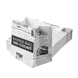 Restaurantware Snack Bags 100 Count 4 x 2.25 x 3.75 Inches Paper Flat Bottom Newsprint Small Food Bags Disposable Newsprint Color