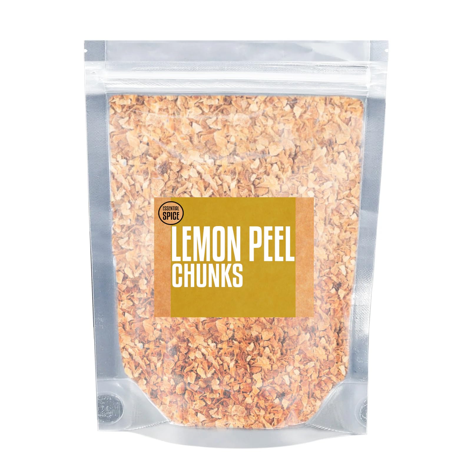 Essential Spice Lemon Peel Chunks, 4 oz Bottle - Zesty, Bright & Aromatic Citrus Flavor - Perfect for Baking, Tea, Cocktails & Culinary Use - Dried