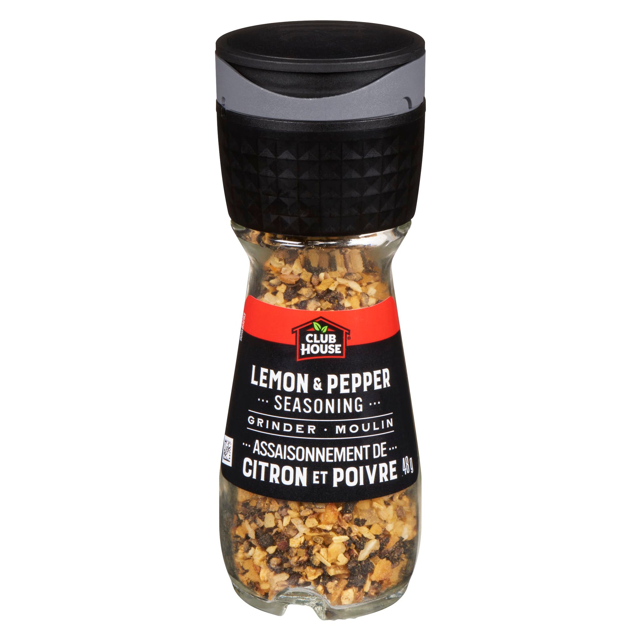 Club House, Herbs & Spices, Lemon & Pepper Seasoning, Grinder, 48g (Imported from Canada)