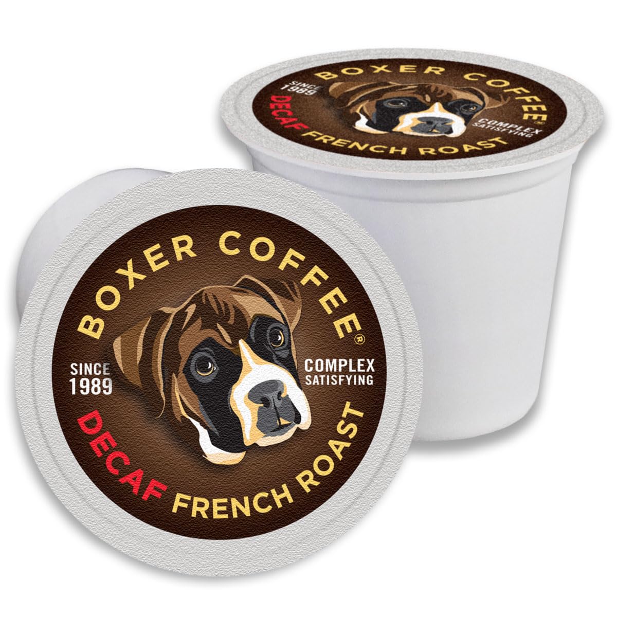 Boxer Coffee Decaf French Roast Single Serve Pods, 48ct - Swiss Water Process Decaffeinated Dark Roast Coffee Pods - Specialty Grade, Artisan