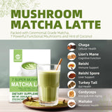 GANOHERB Mushroom Matcha Powder Latte Mix, 7.4 Ounce, 7 Superfood Mushrooms with 25% Beta-Glucans, Lions Mane, Reishi, Chaga, Coconut Powder