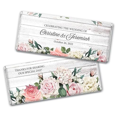 Rustic Wedding Favors for Guests Personalized Wrappers for Chocolate Bars (25 Pack) - Bridal Shower Favors for Guests