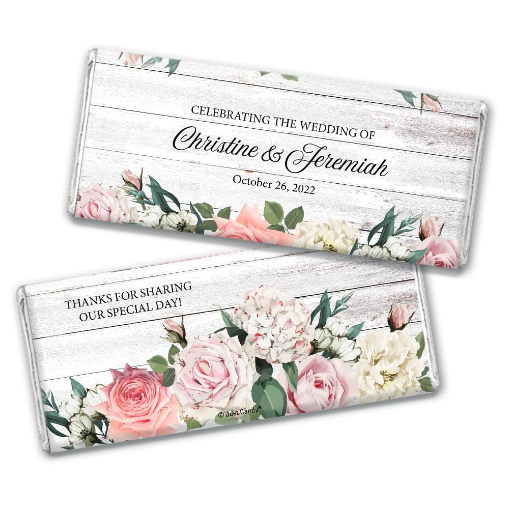 Rustic Wedding Favors for Guests Personalized Wrappers for Chocolate Bars (25 Pack) - Bridal Shower Favors for Guests