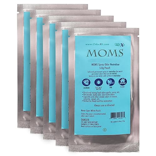 MOMS by OdorXit, Eliminates Stubborn Smoke Odors from Home & Car, Deodorizer & Surface Cleaner, 5g, 5 Pack