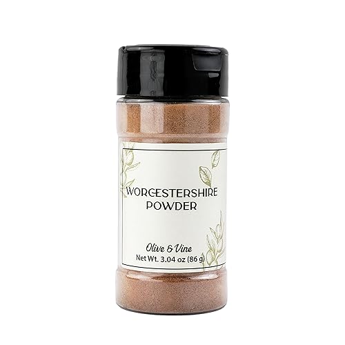 Olive & Vine Worcestershire Powder, Savory Flavor, For Marinades & Sauces, Rich Tradition, Authentic Taste, For Global Recipes (3.04 Ounce)