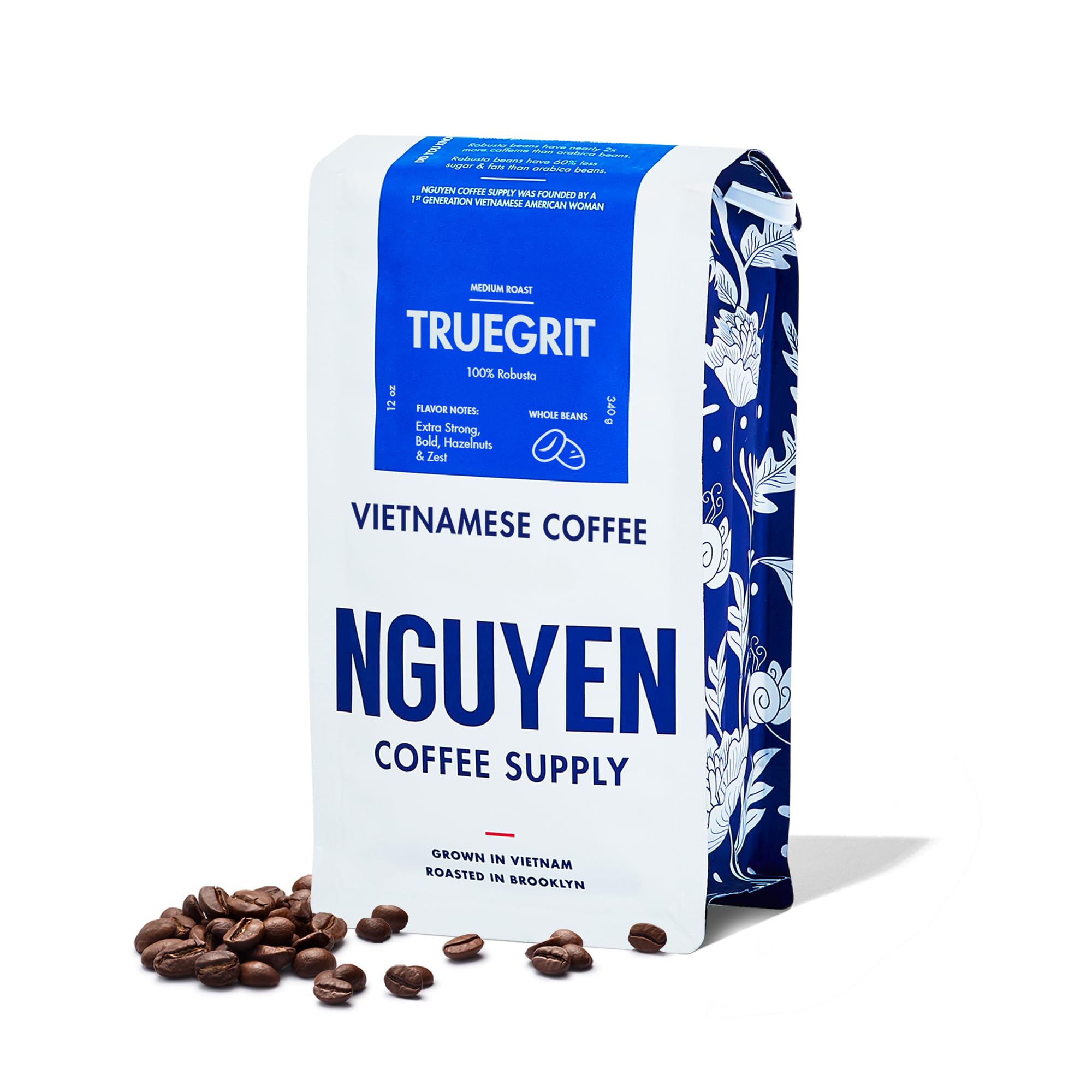 Nguyen Coffee Supply - Truegrit Robusta: Medium Roast Premium Whole Coffee Beans, Vietnamese Single Origin, Direct Trade, Low Acid with High Caffeine