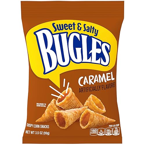 Bugles Corn Snacks, Caramel, 3.5 Oz (Pack of 7)