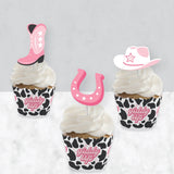 Big Dot of Happiness Rodeo Cowgirl - Cupcake Decoration - Pink Western Party Cupcake Wrappers and Treat Picks Kit - Set of 24