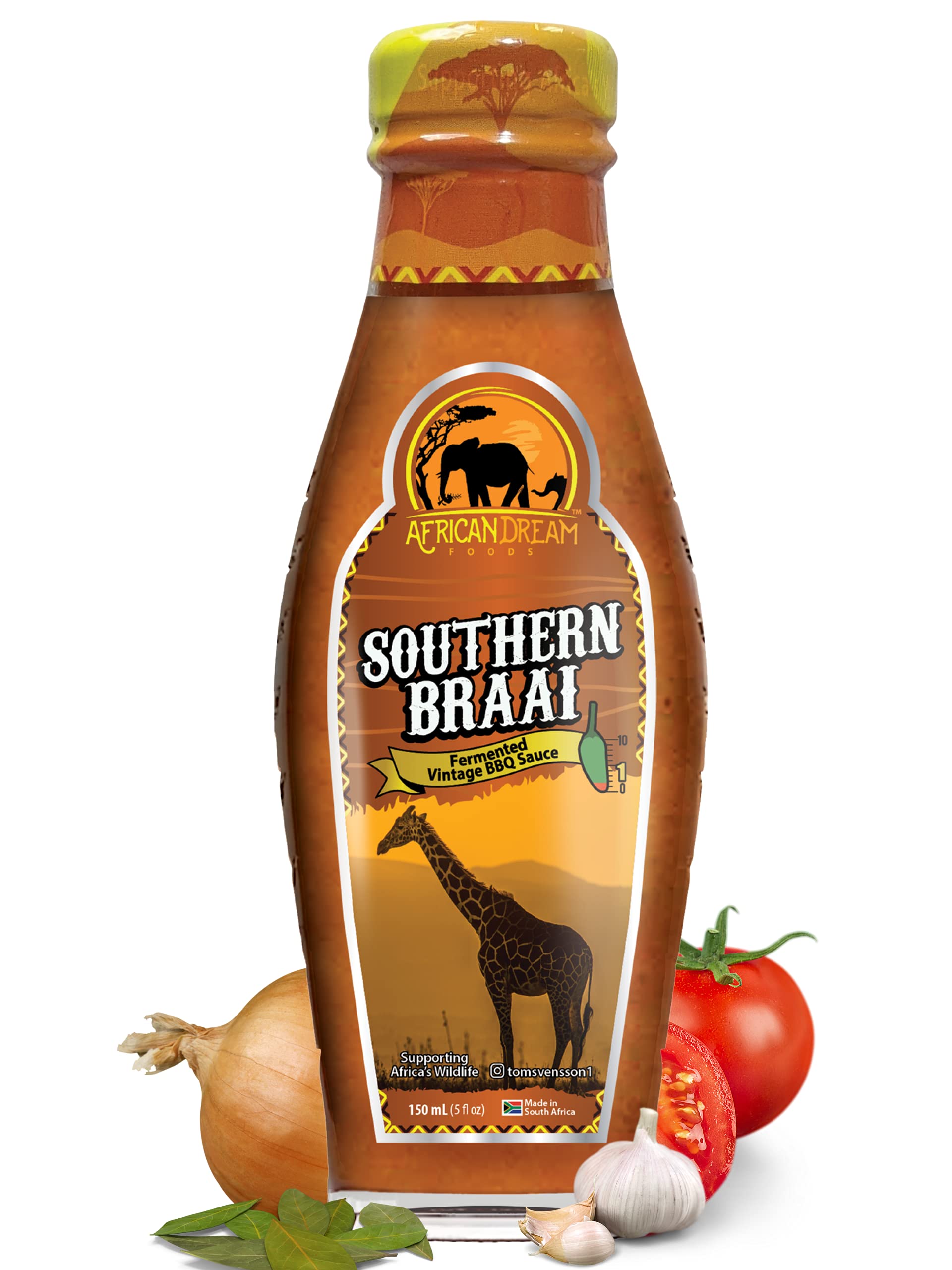 Southern Braai Fermented BBQ Sauce by African Dream Foods | All-Natural Barbecue Sauce | Glass Bottle, 5 fl oz