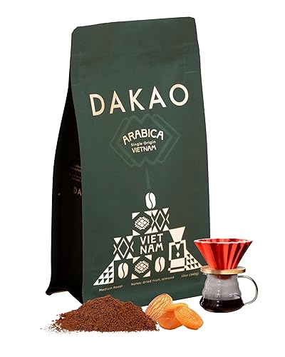 DAKAO COFFEE: Vietnamese Specialty Arabica Ground Coffee, Medium Roast from Lam Dong Highlands, Single Origin, Washed for Clean Flavor, Smooth