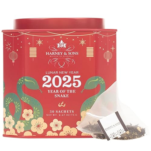 Harney & Sons Lunar New Year 2025 Tea, Year of the Snake, Great for Birthdays, Anniversaries, Black tea with toasted rice, coconut, sesame and caramel