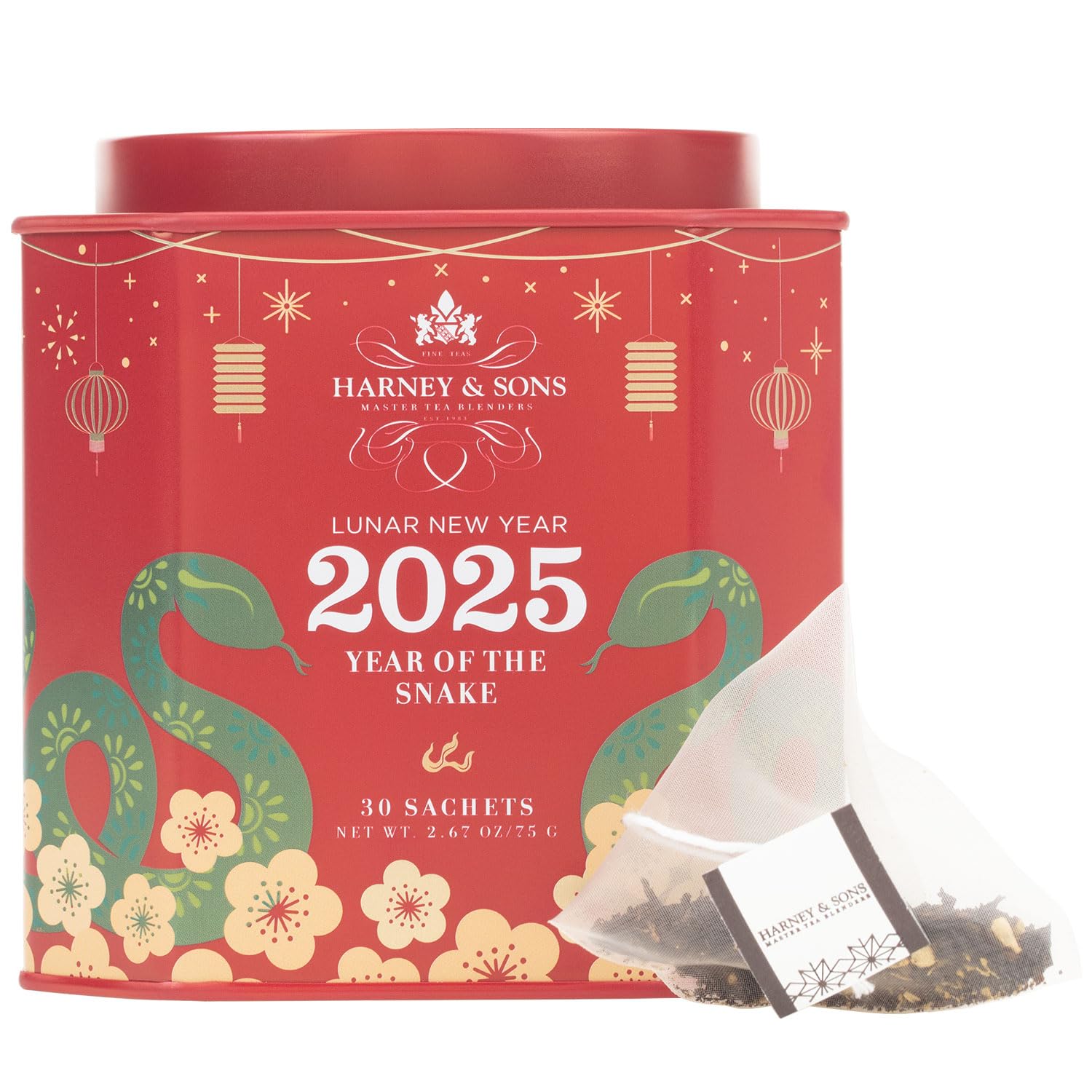Harney & Sons Lunar New Year 2025 Tea, Year of the Snake, Great for Birthdays, Anniversaries, Black tea with toasted rice, coconut, sesame and caramel