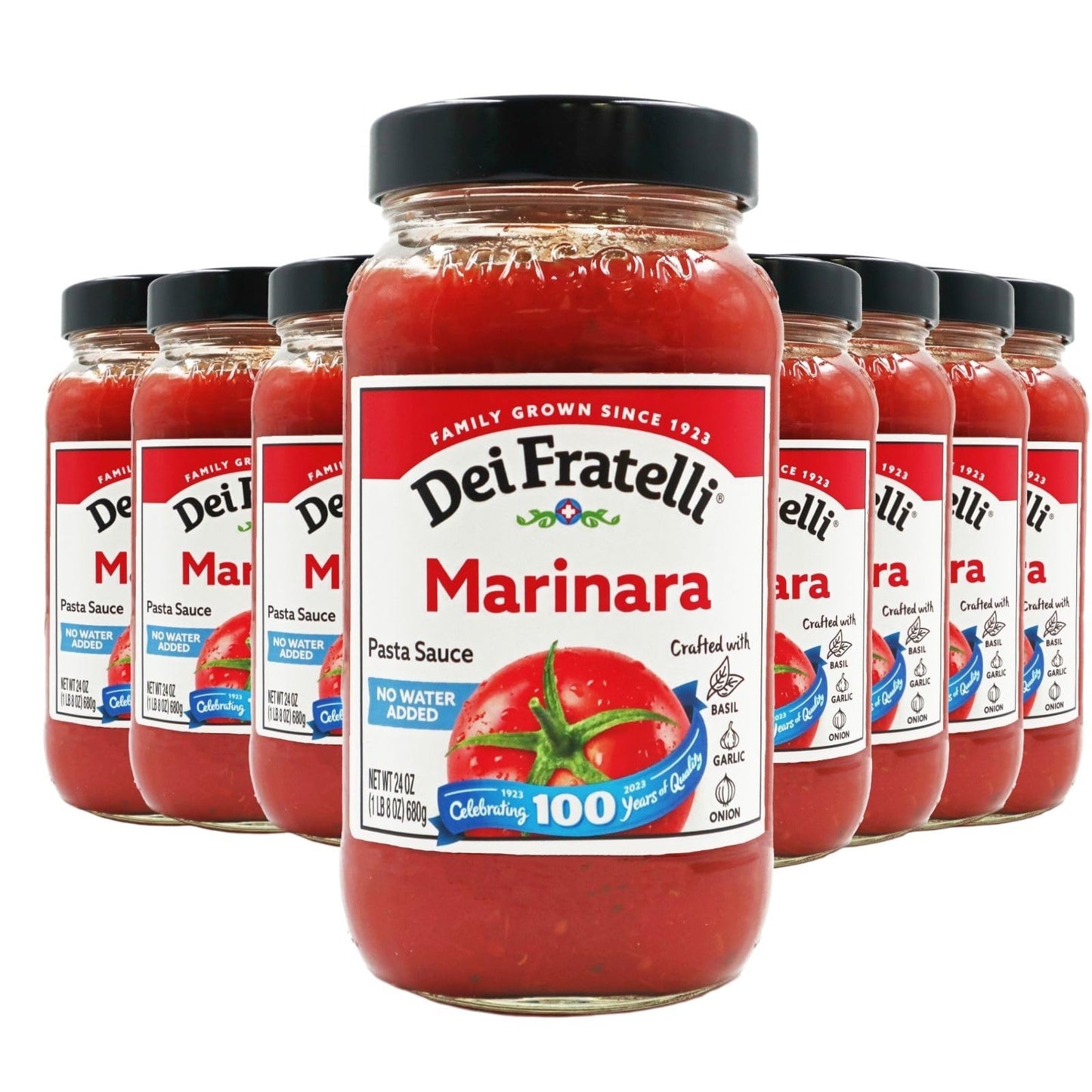 Dei Fratelli Marinara Pasta Sauce (24 oz. glass jars, 8 pack) - Vine-Ripened - No Water Added, Not from Paste - Non-GMO, Gluten-Free