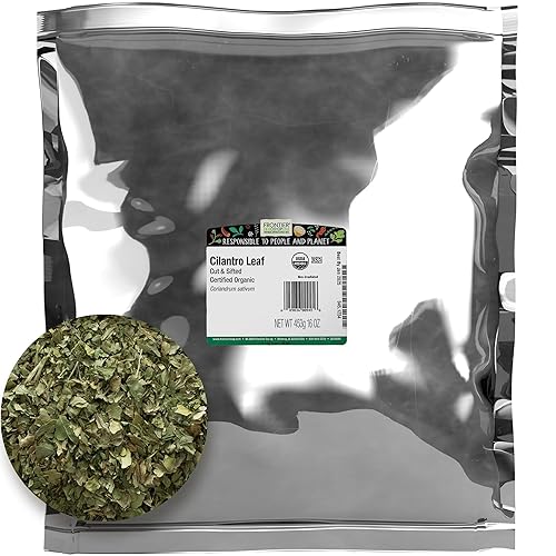 Frontier Co-op Organic Cilantro Leaf, Cut and Sifted, 1lb Bulk Bag - Dried Cilantro Seasoning - Perfect for Tea, Soups, Sauces, Salsa and More