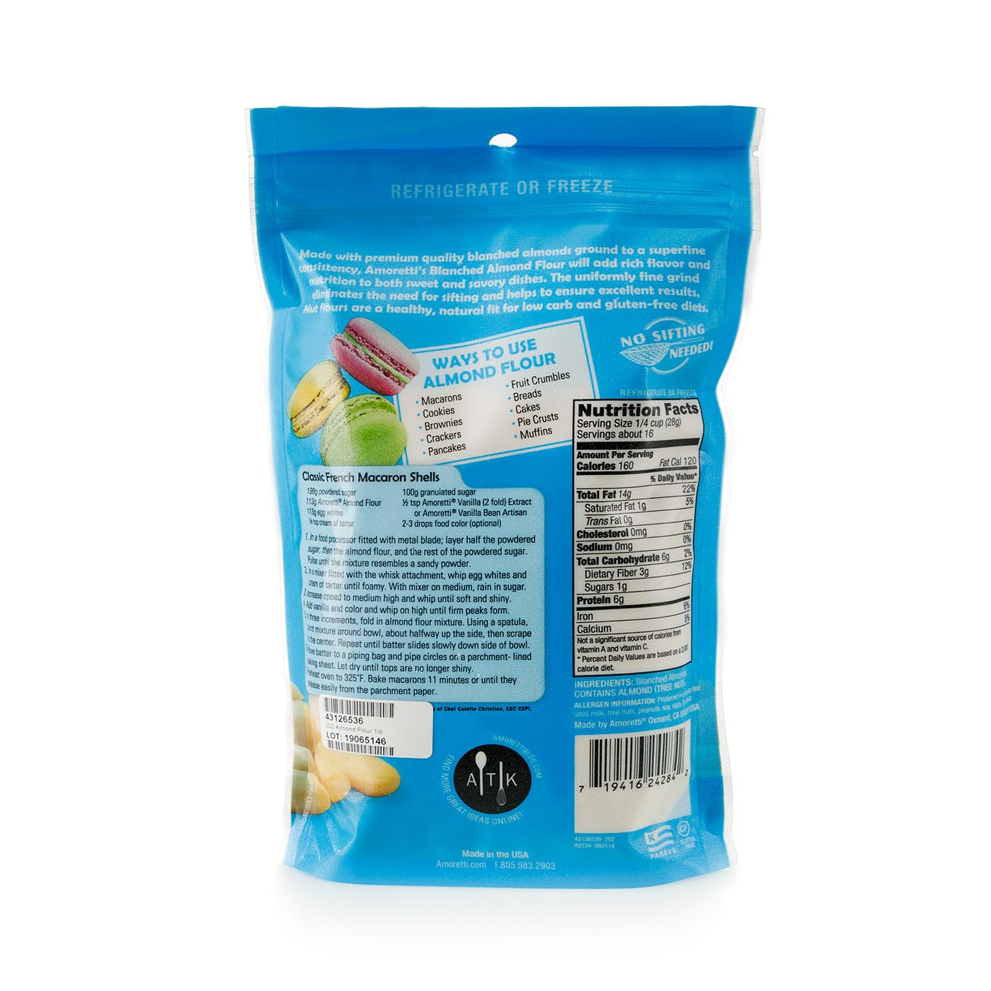 Amoretti Premium Blanched Almond Flour, 1 Pound