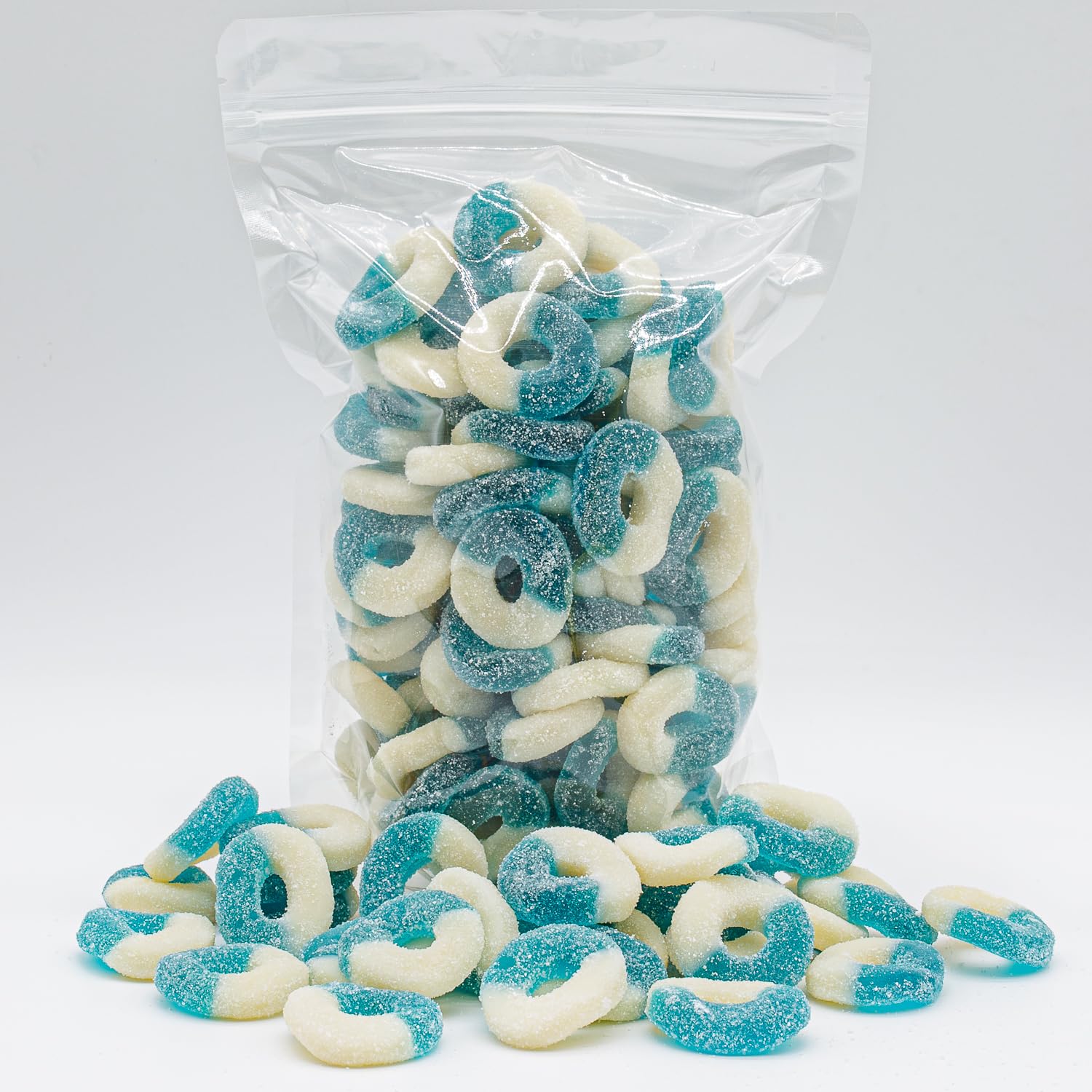 Gummy Candy Bulk BLUE RASPBERRY Rings 1 lb - Soft and Chewy Gummies in Resealable Bag, Light Sugar Coated, Gluten Free