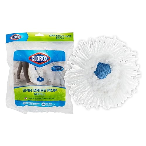 Clorox Spin Dry Mop Machine-Washable Refill Head, One Refill, White