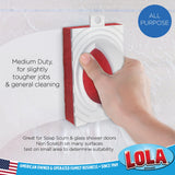 LOLA All Purpose Scrubber, Medium Duty Fiber Pad, Bath and Tile Scrubber, Grip Handle, Multi-Surface Cleaner, 1 Pack