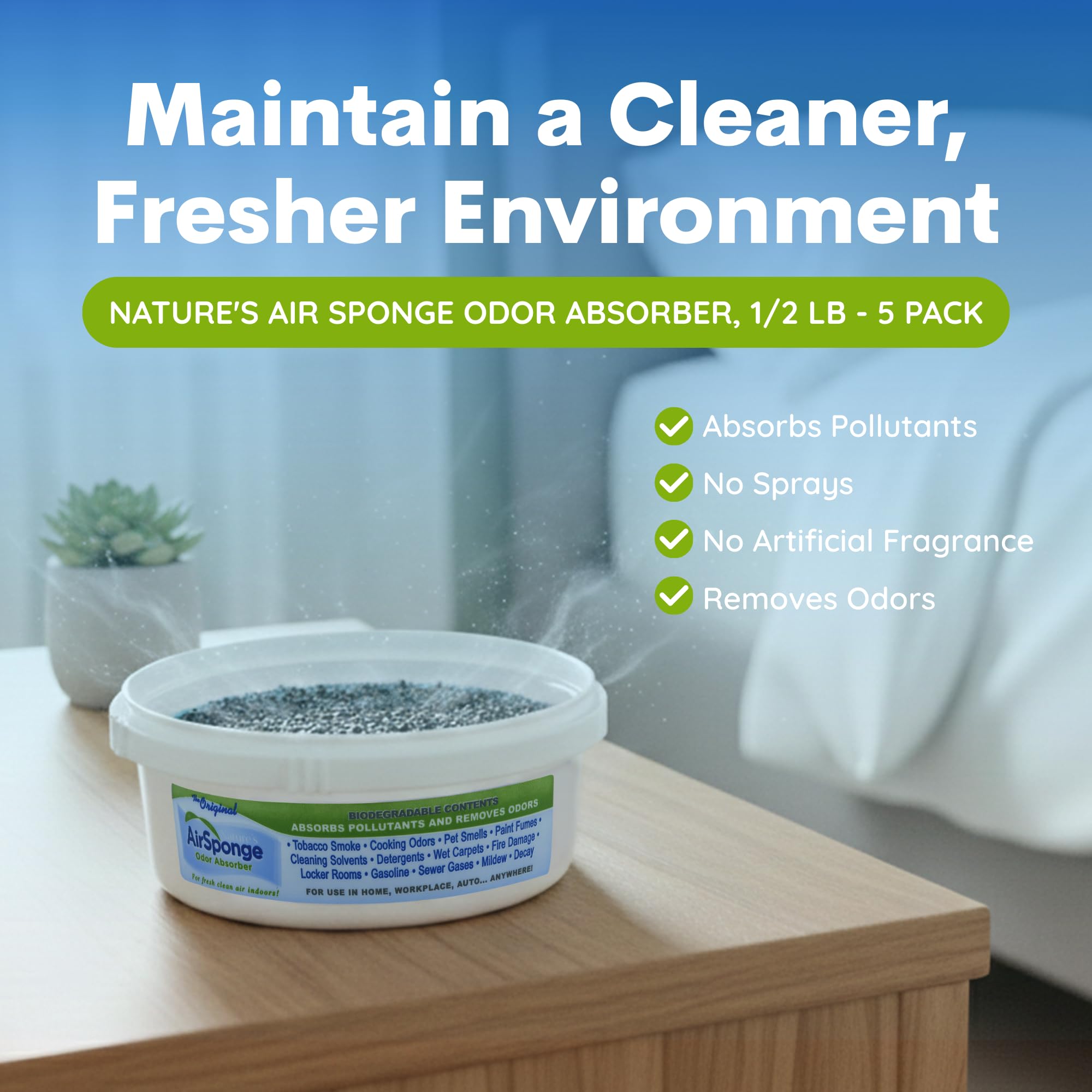 Nature's Air Sponge 101-1DP 8oz(227g) Original Fresh Air Odor Absorber Sponge - Quantity of 5