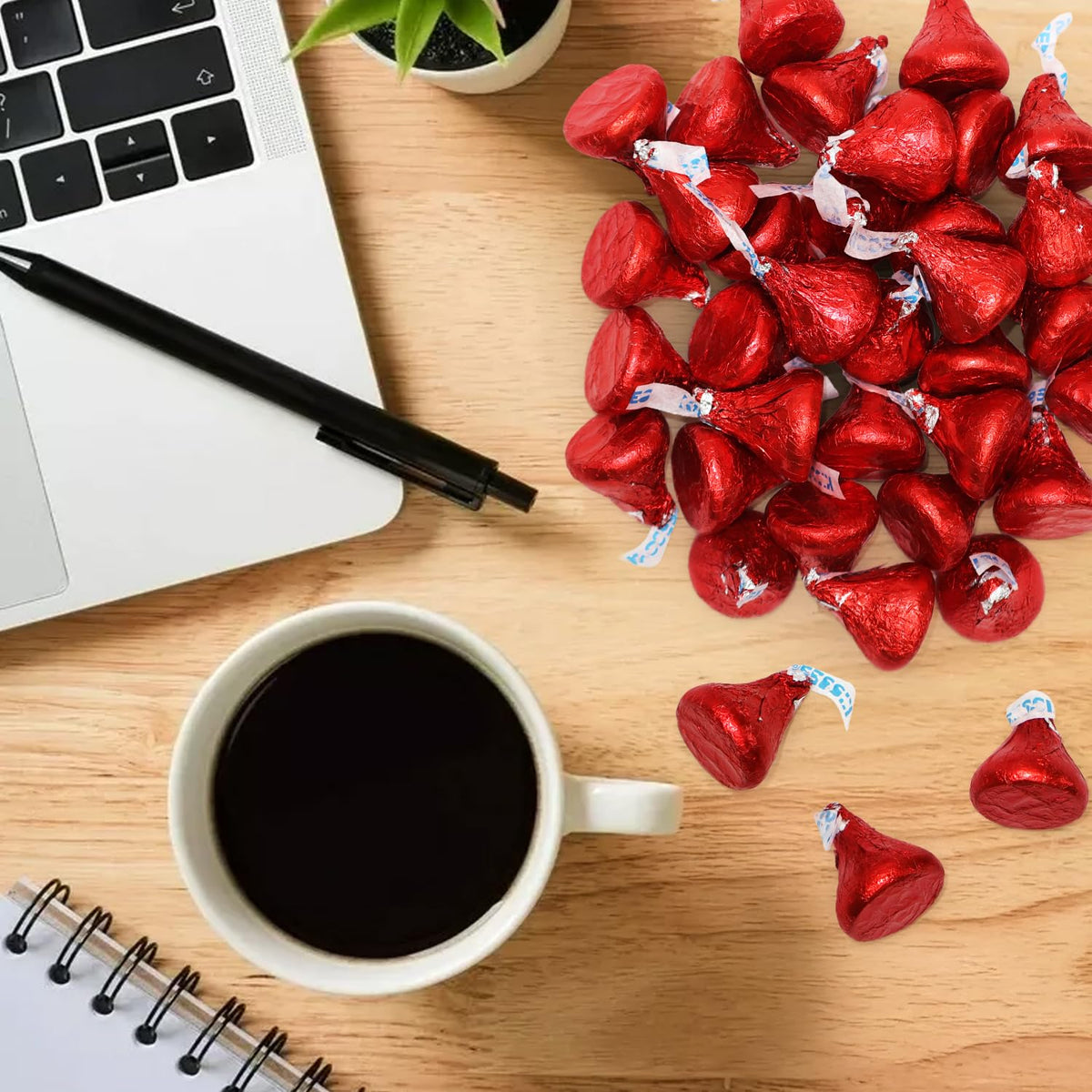 Bulk Milk Chocolate Candy in Red Foil - 1 Pound Bag Individually Wrapped Classic Chocolate Drops for Valentine’s Day, Weddings, Candy Buffets